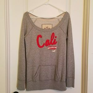 Off-Shoulder Light-Gray Hollister Sweatshirt (M)